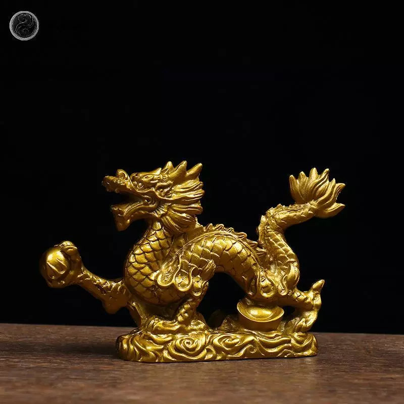 1Pc Good Lucky Golden Dragon Chinese Zodiac Twelve Statue Gold Dragon Statue Animals Sculpture Figurines Desktop Decoration