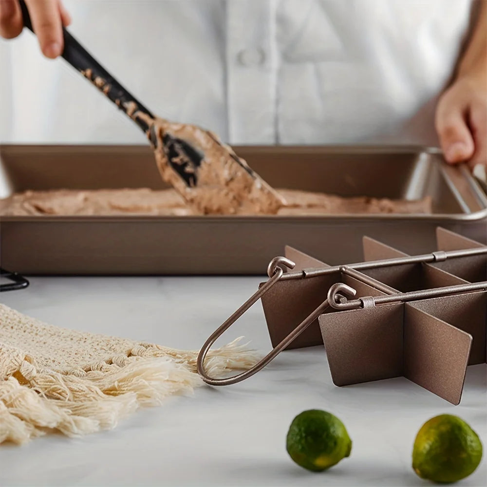 1pc Brownie Cake Pan With Dividers (12.2''x7.7'') Stainless Steel Loaf Pan Non-Stick Square Muffin Pan Blondie Bakeware