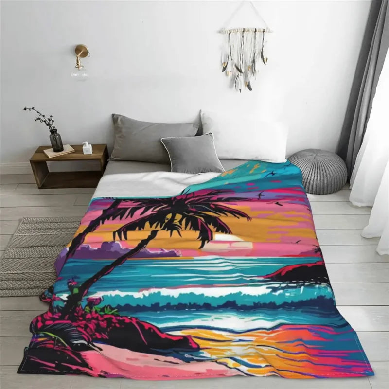 Glamorous Tropical Paradis Ultra-Soft Micro Fleece Blanket Trendy Portable Living Room Multi Style