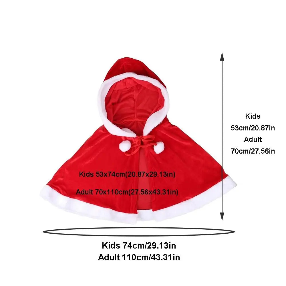 New Xmas Plush Girl Shawl Party Costumes Hooded Red Cape Autumn Winter Cosplay Christmas Cloak