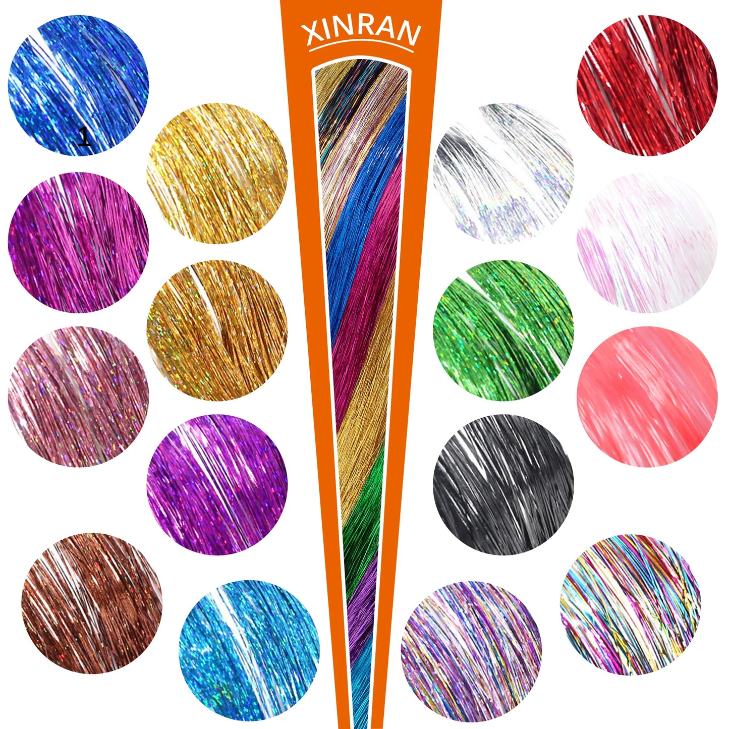 XINRAN Shiny Sparkle Hair Tinsel 100cm Thin Colorful Rainbow Silk Hair Extensions Dazzles Women Hippie for Braiding Headdress