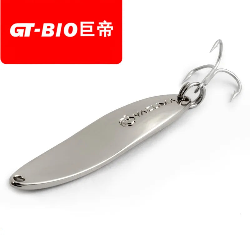 GT-BIO YACUMA 10g 15g Metal Spoon Bait Treble Hook Fishing Lure Double Surved Surface Hard Bait Metal Bait Isca Artificial Pesca