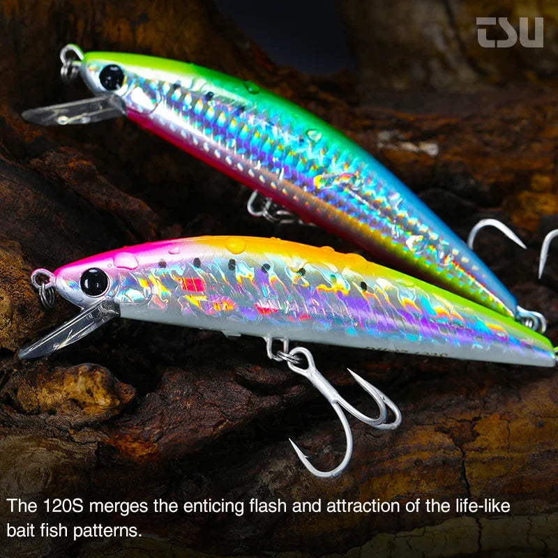 TSURINOYA Sinking Minnow Fishing Lure DW37 120mm 40g Sea Fishing Saltwater Hard Bait High Strength Boat Tackle Tuna Mackerel