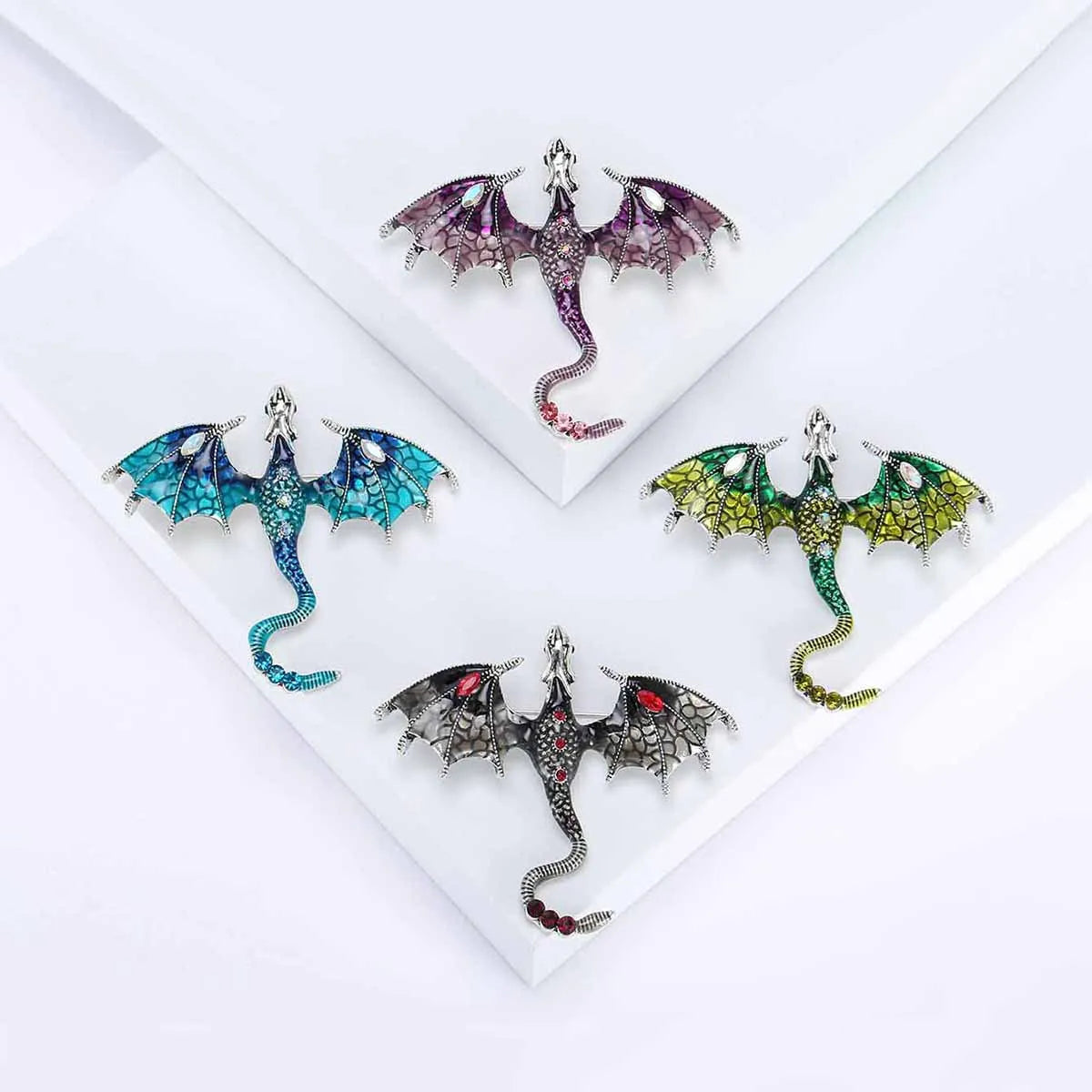 Creative Enamel Dragon Brooches For Women Men Fashion Rhinestone Flying Legend Animal Party Brooch Clothing Lapel Pins Gifts