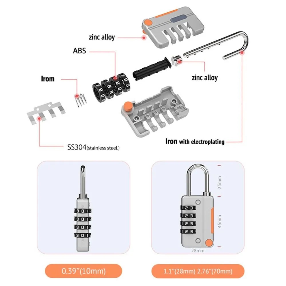 Concept Color Matching Multipurpose Password Lock 3-digit Combination Lock  For Travel Luggage Suitcase Anti-Theft Code Padlock