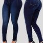 Woman's pure color jeans denim high waist jeans street play cultivate one's morality pants shaping figure with high waist jeans