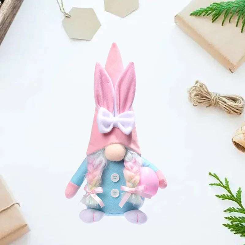 2pcs Easter Rabbit Ear Faceless Gnome Creative Old Man Dwarf Decor DIY Plush Faceless Dwarf Ornament for Bedroom Living