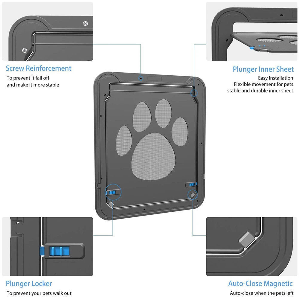 Cat Dog Pet Gate Self Closing Flap Door Lockable Magnetic Screen Outdoor Functional Door Anti Bite Puppy Cat Screen Window Door