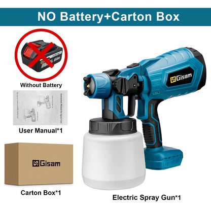 1000ML Cordless Electric Spray Gun HVLP Home Portable Paint Sprayer Auto Furniture Steel Coating Airbrush For Makita 18V Battery