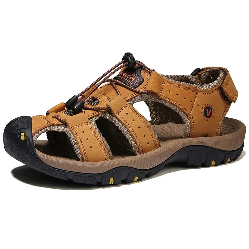 2023 Genuine Leather Men Shoes Summer New Large Size Men's Sandals Men Sandals Fashion Sandals Slippers Big Size 38-47