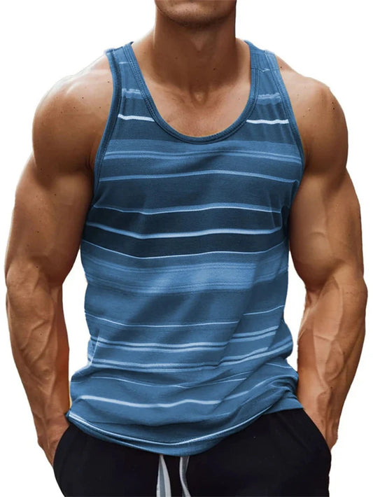 Stripe Colours 3d Printed Tank Top For Men Summer Classic Gym Fitness T-Shirt Street Sports Running Sleeveless Tees Tops Vest