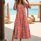 Women's Paisley Dress Casual Split V-Neck Long Dress Maxi Dress Ethnic Tribal Holiday Dresses Summer Short Sleeve Woman Clothing
