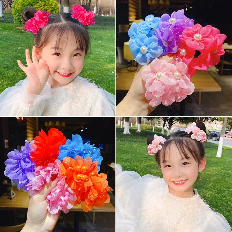 Children's Headdress Flower Hair Accessories Princess Little Girl Tie Up A Bun Hairstyle Flower Style Hair Band   Hair Ties