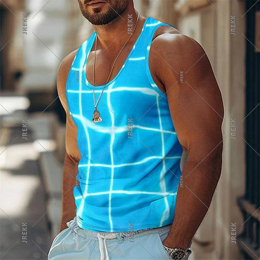 Sea Beach Casual Funny Tank Top For Men 3D Print Effect Quickly Dry Basketball Vest 2025 Summer Simple Fashion Sleeveless Top