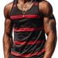 Mens Retro Stripe 3D Printed Tank Tops Fashion Summer Sleeveless Casual Sports Vest Loose Quick Dry Breathable Tees Clothes