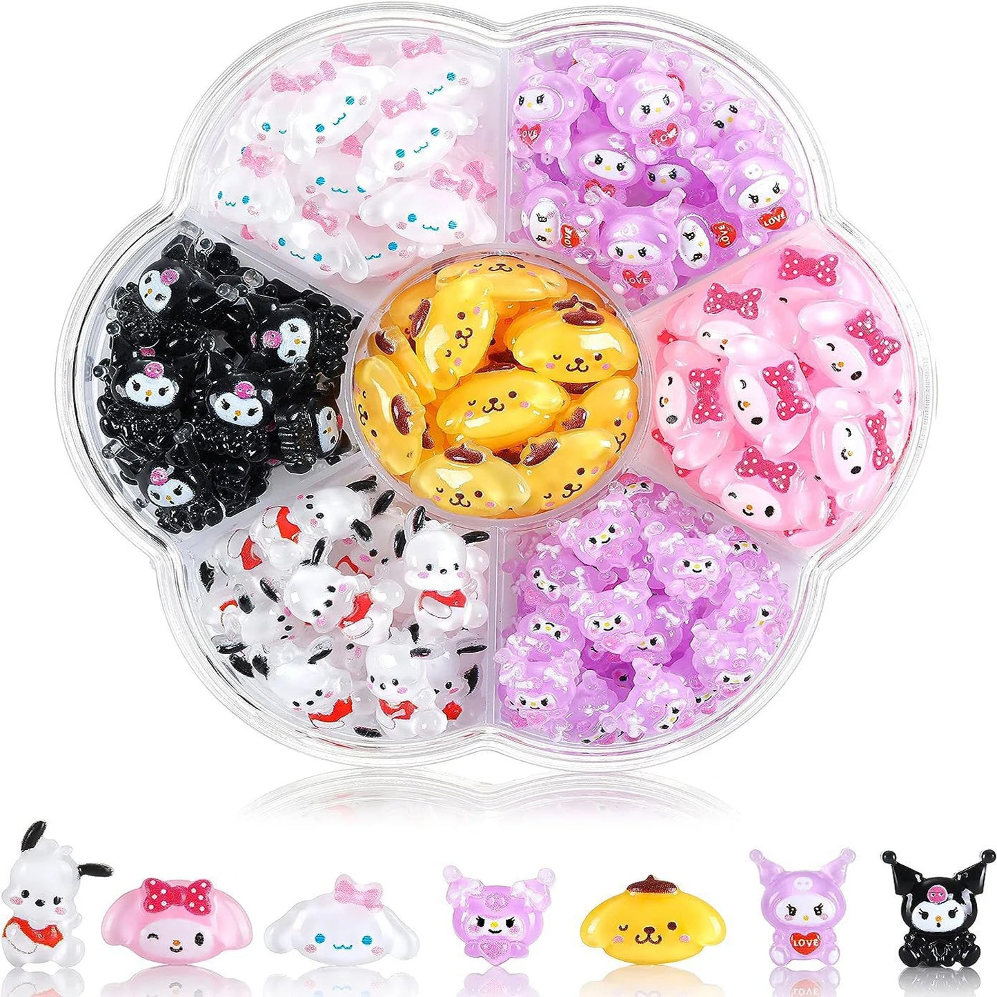 120PCS/70PCS Kawaii Sanrio Mini Nail Art Accessories Stickers HelloKitty DIY Phone Case Hairpin Nail Decoration Charms Craft Y2K
