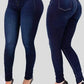 Woman's pure color jeans denim high waist jeans street play cultivate one's morality pants shaping figure with high waist jeans