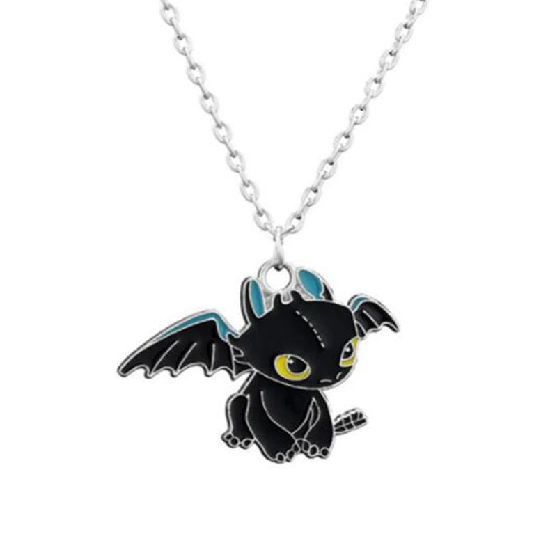 Cartoon Black White Enamel Double Fly Dragon Necklace Pendant Hip Hop Reiki Chakra Couple Choker Jewelry Keychain Best Friends