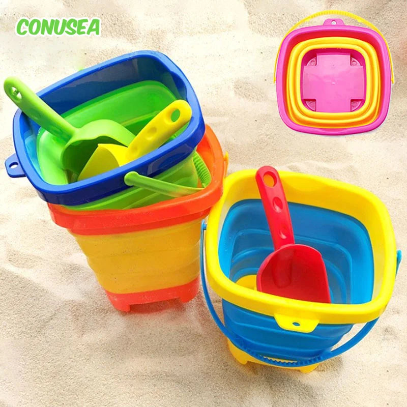 Children Beach Toys Kids Play Water Toys Foldable Portable Sand Bucket Summer Outdoor Toy Beach Play Sand Water Game Toy for Kid