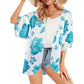Women'S Summer Beach Kimono Cardigan Floral Print Chiffon Loose Top Bikini Cover Up Sexy Transparent Shawl Oversize Cardigan