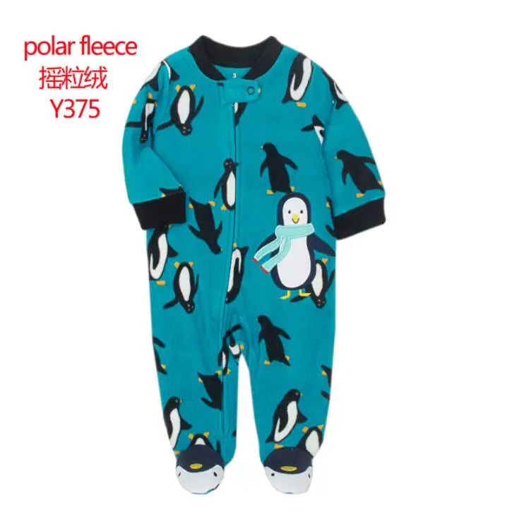 Baby Pajamas Zipper Fleece Newborn Girls Romper Warm Winter Underwear One Piece Overalls Boys Outfits Truck Infants Clothes