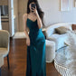 Women's Summer Dress Solid Satin New in Dresses Slim Fit Open Back Spaghetti Strap Party Dresses Sensual Sexy Dress for Women