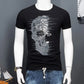 British Style Mens Summer Skull T Shirts Blingbling T-Shirt Homme Fashion Streetwear Rhinestones Print Man Tees Camisetas Hombre