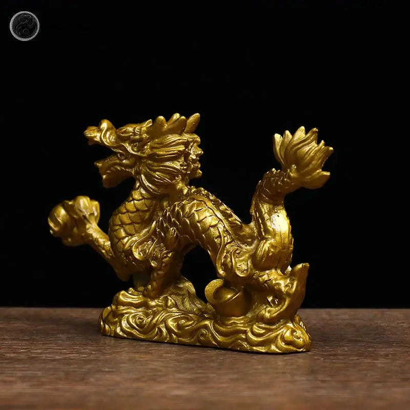 1Pc Good Lucky Golden Dragon Chinese Zodiac Twelve Statue Gold Dragon Statue Animals Sculpture Figurines Desktop Decoration