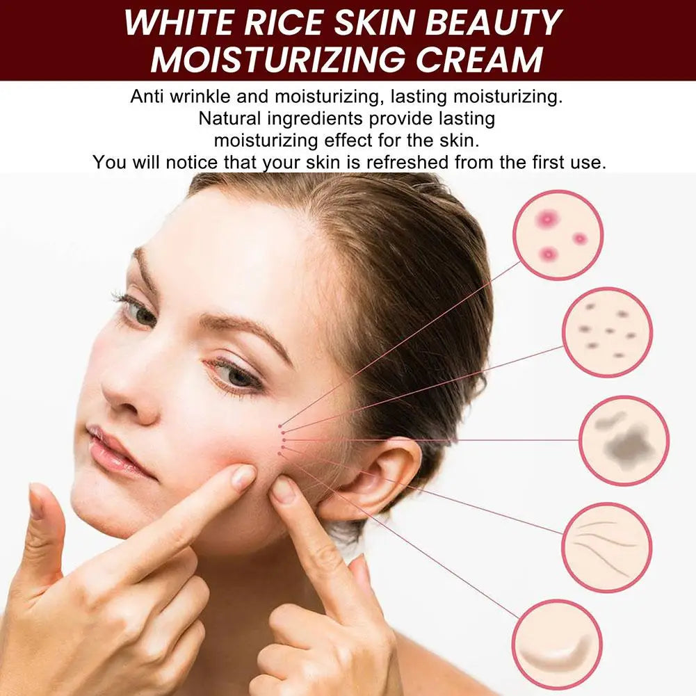 White Rice Anti-Aging Facial Cream Remove Wrinkles, Nourish And Moisturize, Firm Pores, Acne Traetment Whitening Cream Skin Care