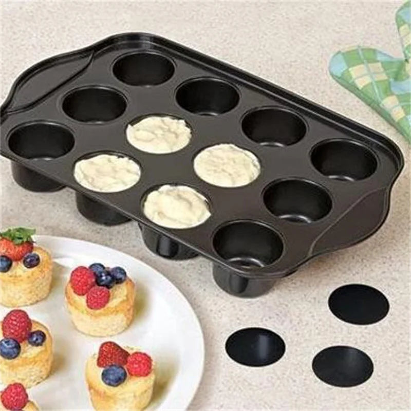 12Cups Non-stick Round Shaped Cheesecake Cup Mini Cake Baking  Pan Removable Bottom Baking Cake Tray Muffin Mold