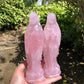 18cm Natural Rose Quartz Madonna Virgin Mary Carving Crafts Healing Stone Fashion Home Ornaments Birthday Gift 1PCS