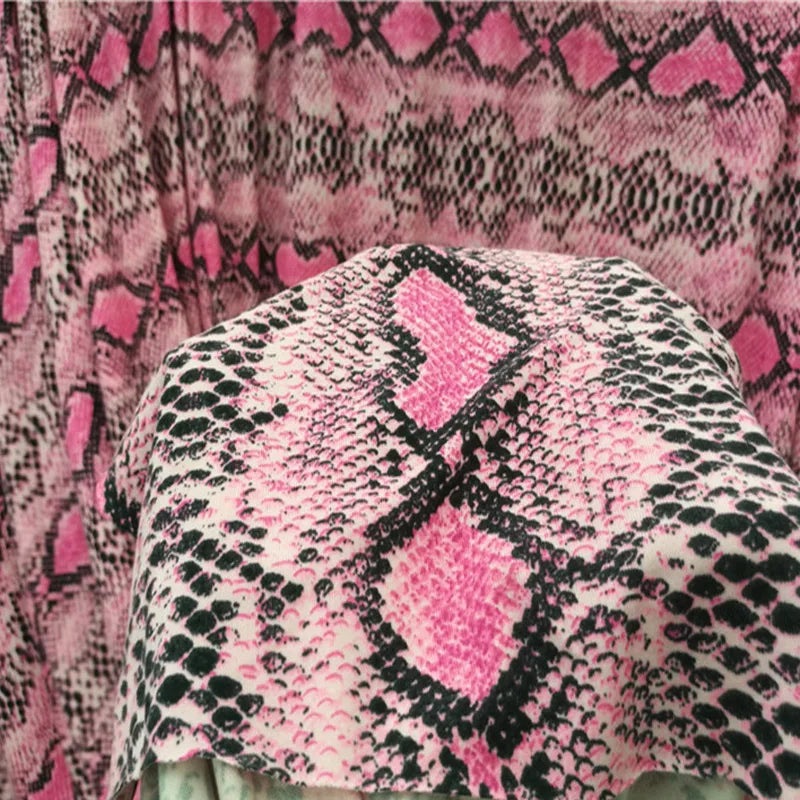 Good Soft Cotton/spandex 4-Side Elastic Milk Silk Pink Snake Pattern Printing Knit Fabric DIY Sew Dance Dress /T-Shirt