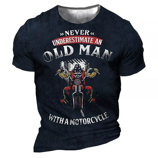 Summer Motorcycle T-shirt For Men Motor Biker 3d Print Vintage Short Sleeve Old Man Tee Shirt Homme Moto T-shirt Racing Camiseta