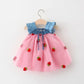 (0-3 Years) Summer New Girls Dress Small Flying Sleeve Bow A-child Dress Embroidered Strawberry Cool Princess Dress