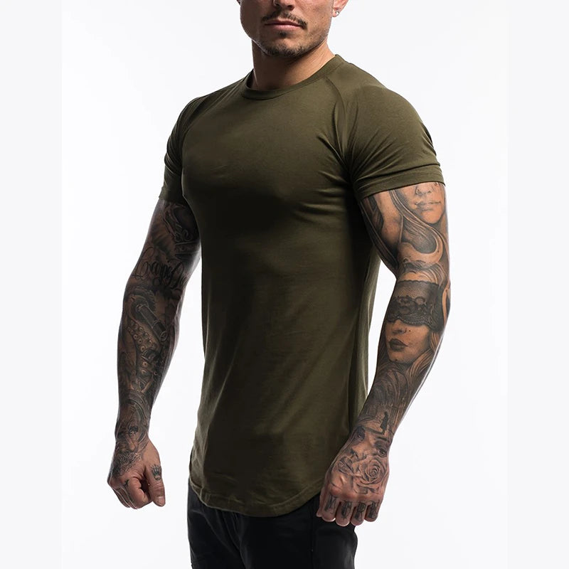 Gym Clothing Sports T Shirt Men Cotton Breathable Fitness Mens Short Sleeve T-shirt Running Tshirt Summer Tight Tee Shirt homme