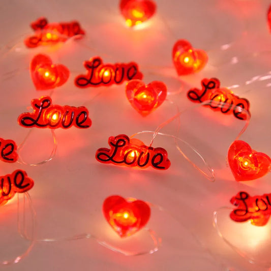 2M 20LED Love Heart String Lights Valentines Day Romantic Decoration Fairy Lights Garland For Wedding Home Decor Valentines Gift