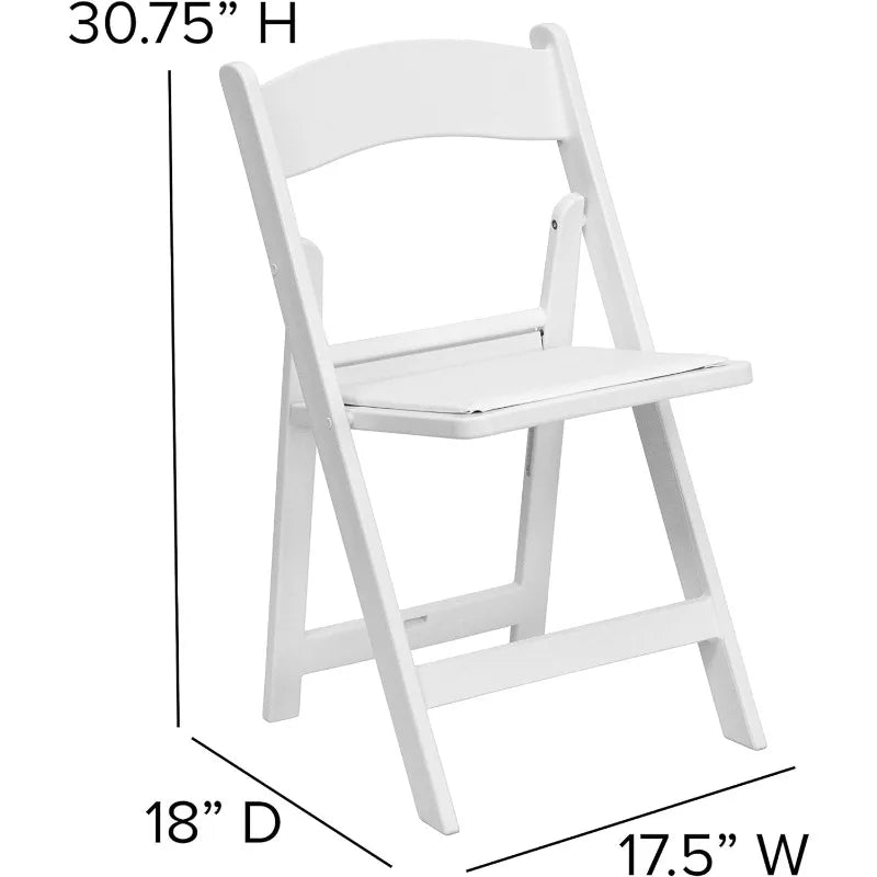 Hercules Series Folding Chair - White Resin - Set of 4 800LB Weight Capacity Comfortable Event Chair - Light Wei