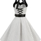 Women Polka Dot Print Summer Dress Sexy Retro White Halter Vintage Dress Robe Femme Pin Up Rockabilly Party Dress