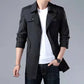 Fashion Men's woolen Coats Solid Color Single Breasted Lapel Long Coat Jacket Casual Overcoat Casual Trench Spring and Autumn