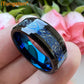 iTungsten 8mm Black Blue Color Tungsten Wedding Band Men Women Nice Dragon Ring  Meteorite Based Fashion Jewelry Comfort Fit