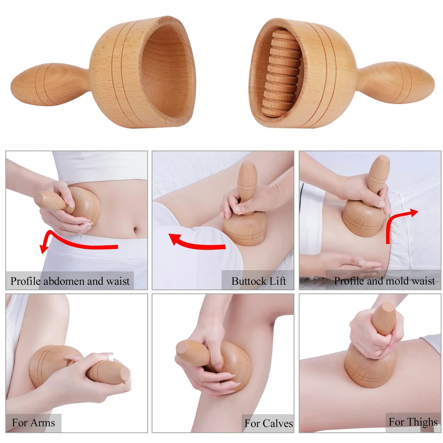 3 In 1 Professional Wooden Cup Anti Cellulite Massager Therapy Roller Rod Body Shape Health Care Relieve Pain Protable