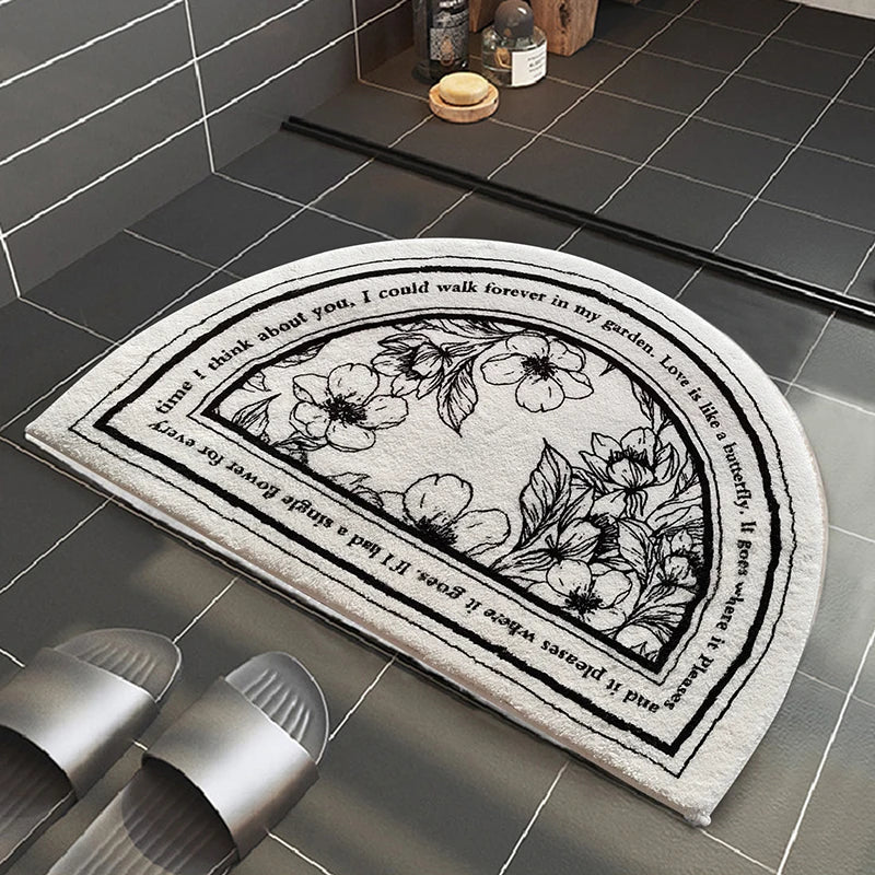 INS Bathroom Rug Oval Carpets Non-Slip Floor Mat Semicircle Toilet Door Mats Absorbent Bathtub Side Footpad Tapis Salle De Bain