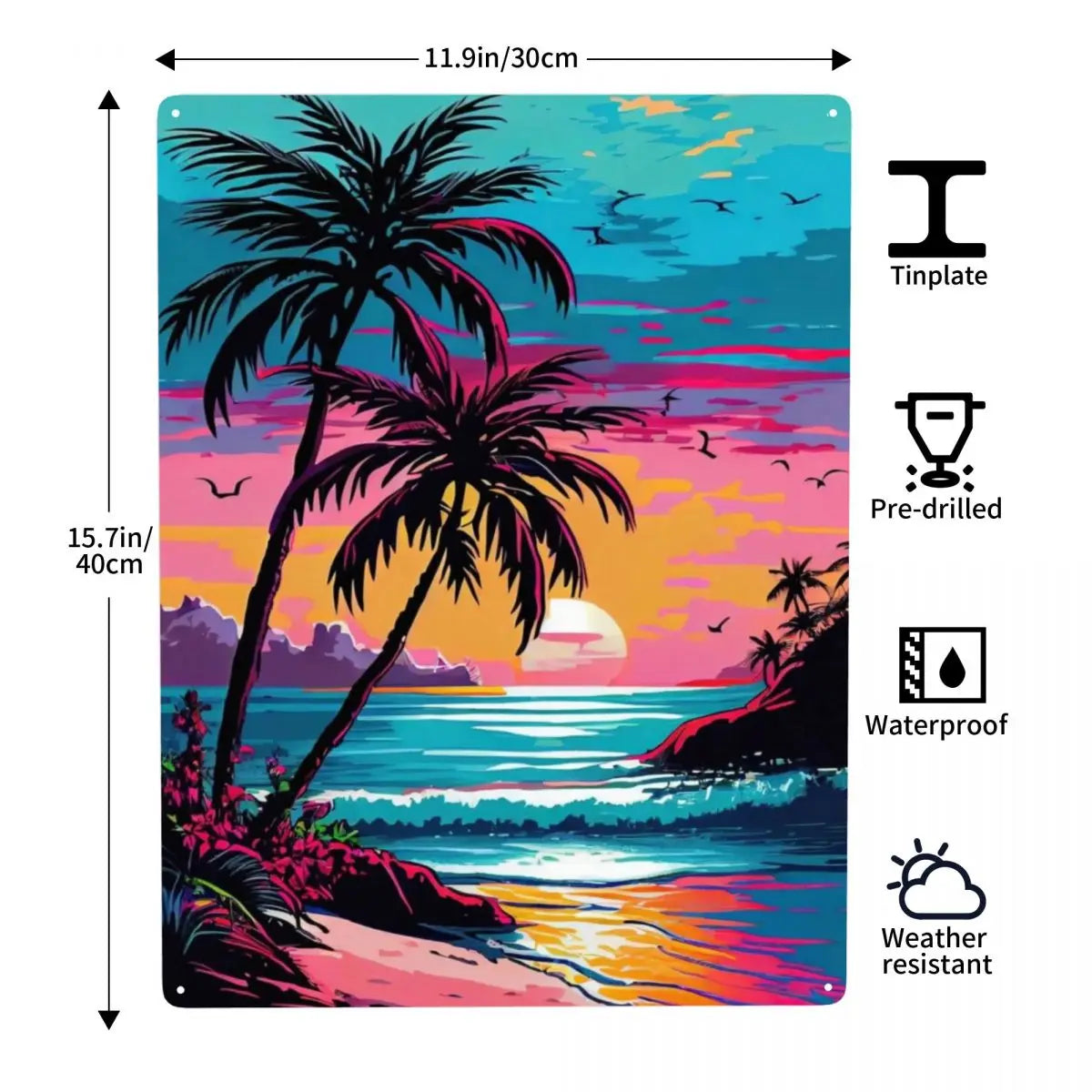 Glamorous Tropical Paradis Metal Tin Sign Decor Tinplate Wear-resistant Exquisite Decor Garage