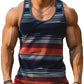 Retro Striped Graphic Tank Tops For Men Fashion Casual Summer Sleeveless 3D Printed Vest Loose Crew Neck Quick Dry Sports Tees