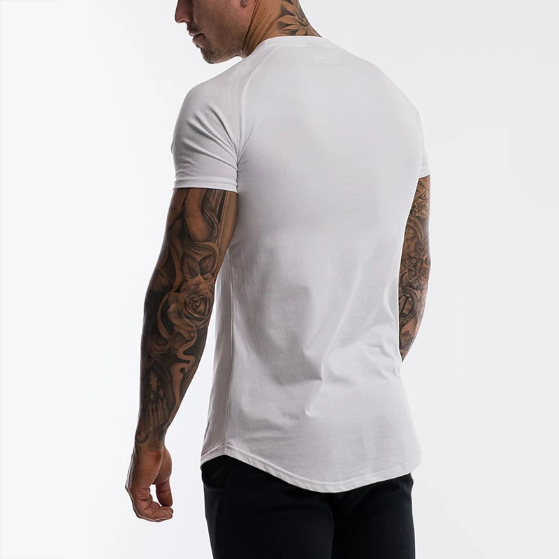 Gym Clothing Sports T Shirt Men Cotton Breathable Fitness Mens Short Sleeve T-shirt Running Tshirt Summer Tight Tee Shirt homme