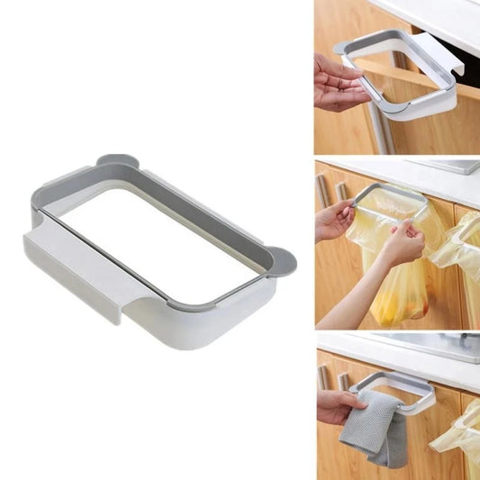 1pc Kitchen Cabinet Door Basket Hanging Trash Can Waste Bin Garbage Bag Holder Portable Kitchen Trash Bag Holder Kitchen Gadgets