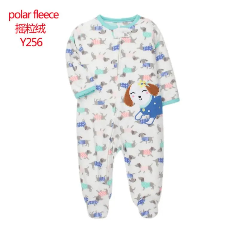 Baby Pajamas Zipper Fleece Newborn Girls Romper Warm Winter Underwear One Piece Overalls Boys Outfits Truck Infants Clothes