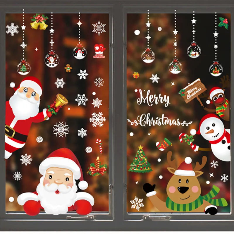 2022 Navidad Decor 1set Christmas Window Sticker Pattern Xmas Noel Gifts Christmas Decorations for Home Ornaments New Year 2023