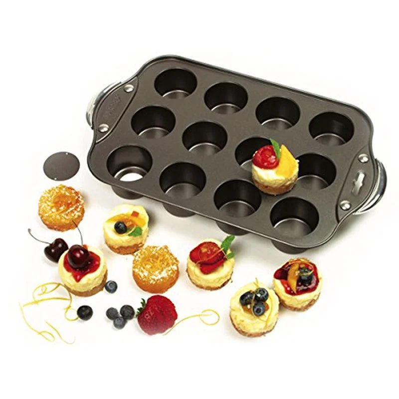 12Cups Non-stick Round Shaped Cheesecake Cup Mini Cake Baking  Pan Removable Bottom Baking Cake Tray Muffin Mold