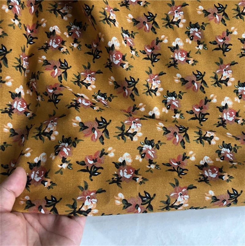 145x50cm Spring And Summer Small Floral Pure Cotton Linen Printed Fabric For Women's Clothing, Children's Dress Fabric TJ20271